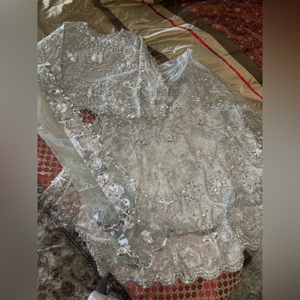 Elegant Silver Embellished Women's Top